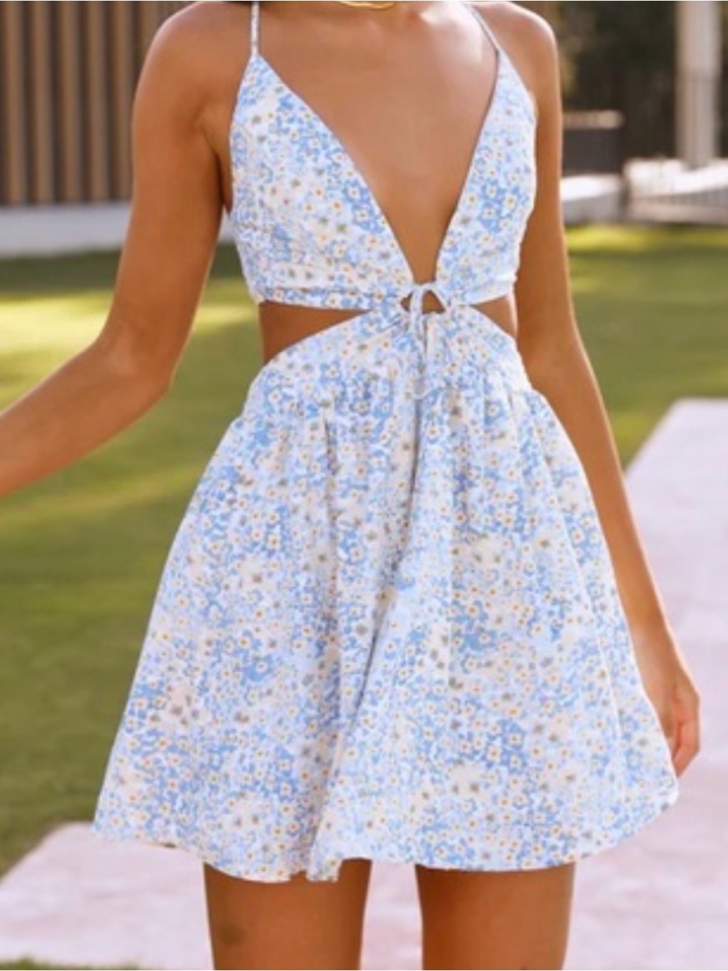 Hello Molly Blue Floral Tie-Front Mini Dress